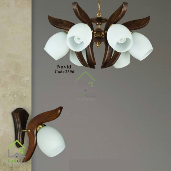 چراغ دیواری با پایه چوبی