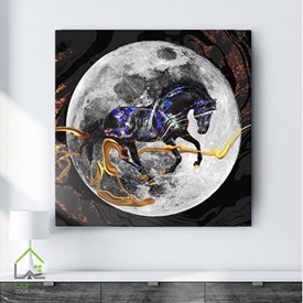 تابلو دیجیتال آرت طرح اسب و ماه