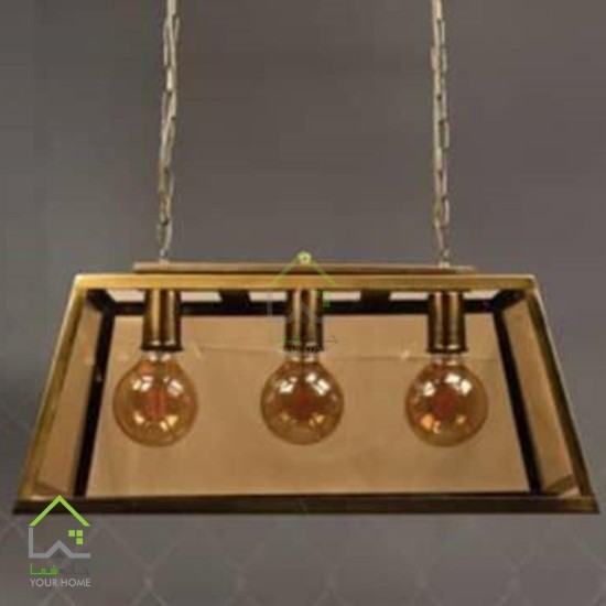 تصویر لوستر مستطیل شیشه خور