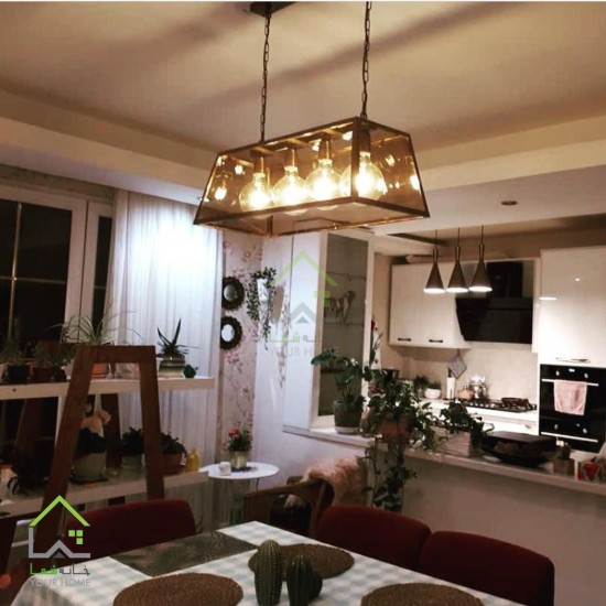 تصویر لوستر مستطیل شیشه خور