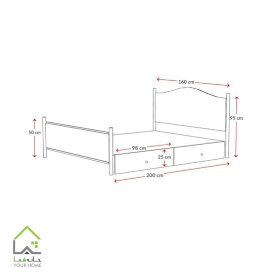 ابعاد تخت دو نفره روما