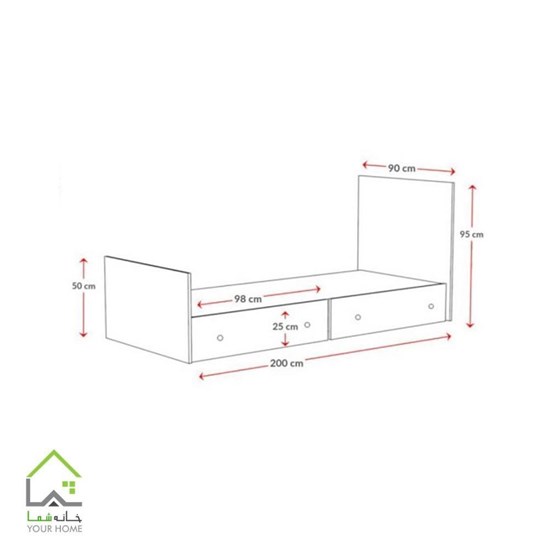 ابعاد تختخواب تک نفره رادو