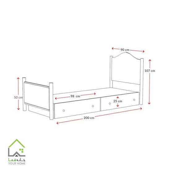 ابعاد تختخواب تک نفره فلورا