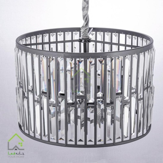 لوستر پنج شعله کریستالی قطر 50 کاردی