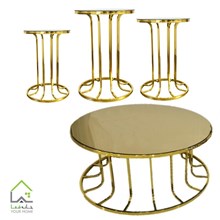 میز پذیرایی پایه فلزی استیل طلایی