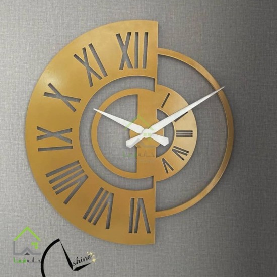 ساعت دیواری فلزی طرح پازل طلایی