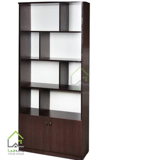 کتابخانه چوبی کمدار قهوه ای روشن