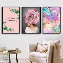 تابلو دیواری سه تکه طرح rose