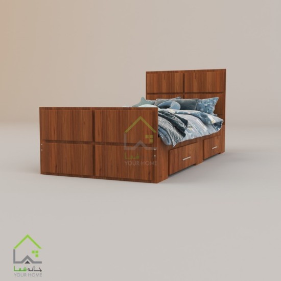 تخت یکنفره چوبی طرح مستطیل