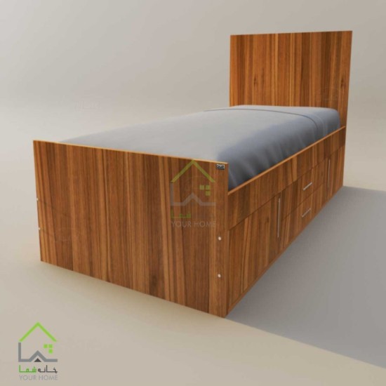 تخت چوبی کشودار یک نفره رایان