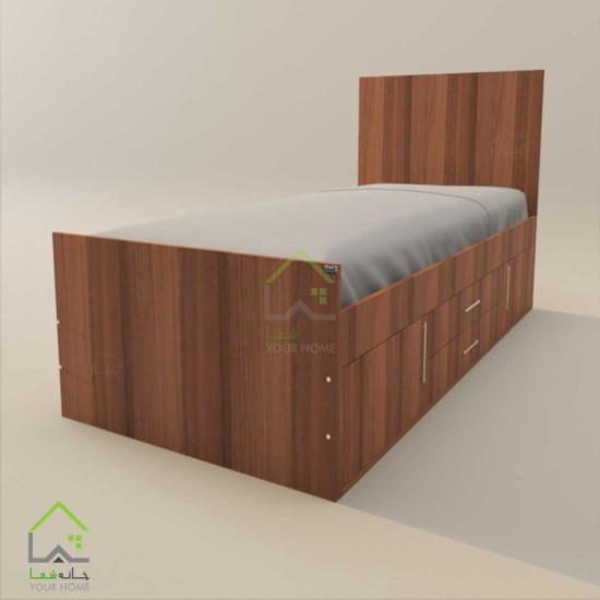 تخت چوبی کشودار یک نفره رایان