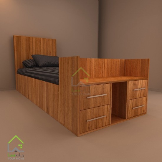 تخت یک نفره چوبی نورا