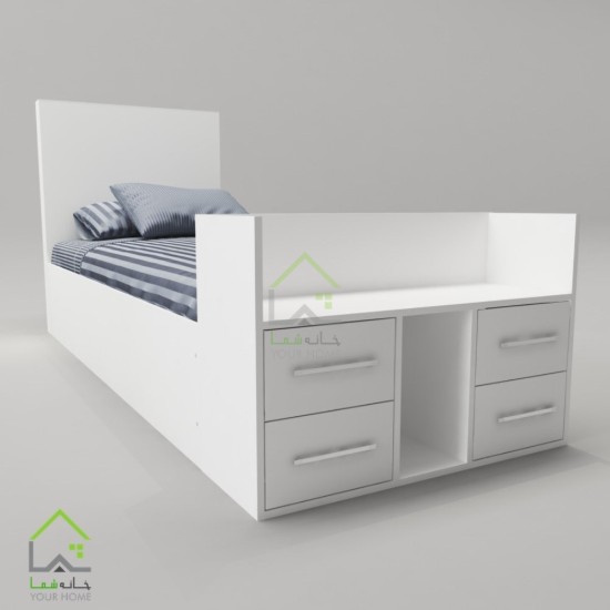 تخت یک نفره چوبی نورا