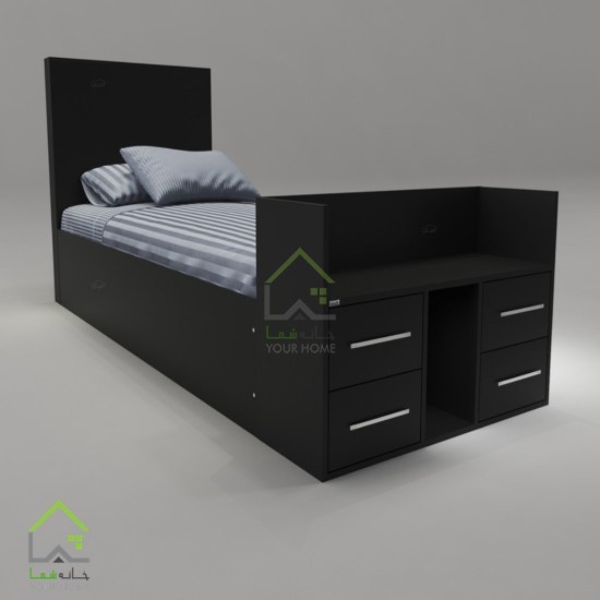 تخت یک نفره چوبی نورا