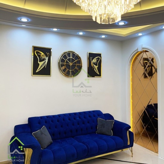 ساعت دیواری گرد با تابلو پروانه