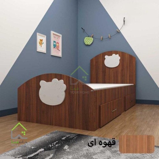 تختخواب دخترانه کیتی رنگ سفید