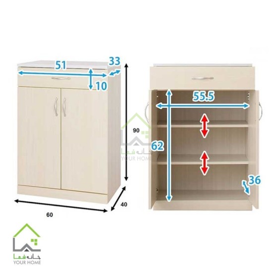 جاکفشی ساده چوبی دو درب مدل J-FH138
