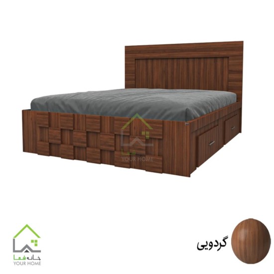 تختخواب دونفره مدرن طوسی سفید