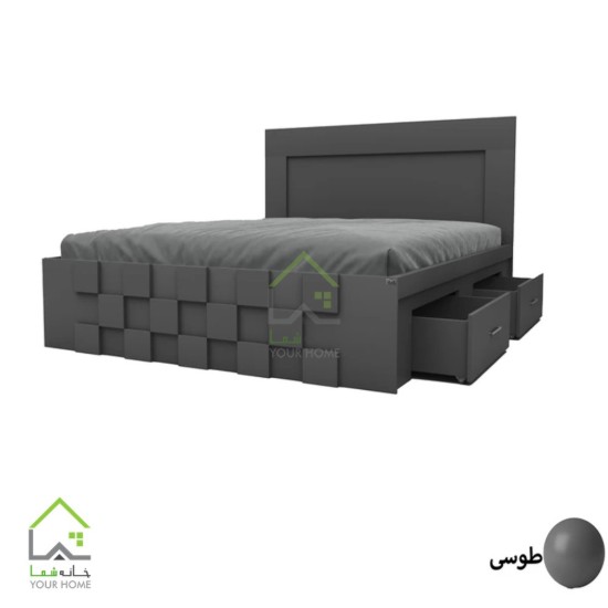 تختخواب دونفره مدرن طوسی سفید