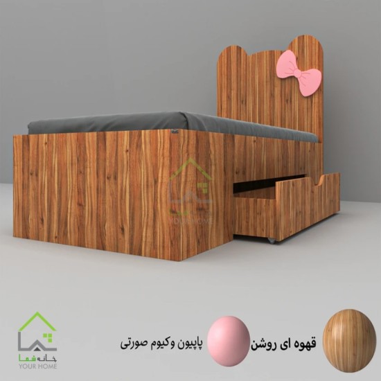 تختخواب دخترانه پاپیون صورتی