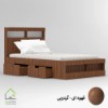 تختخواب یک نفره کشودار قهوه ای
