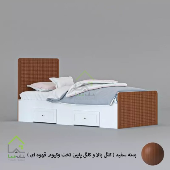 تخت خواب یکنفره تیارا صورتی