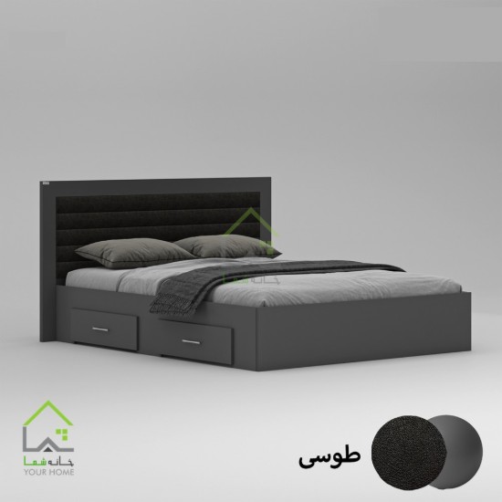 تختخواب دونفره لمسه مهتا قهوه ای
