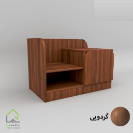 پاتختی مدرن شلف دار با دستگیره سی ان سی گردویی