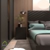 پاتختی مدرن ساده با درب حکاکی دسته سی ان سی  مشکی