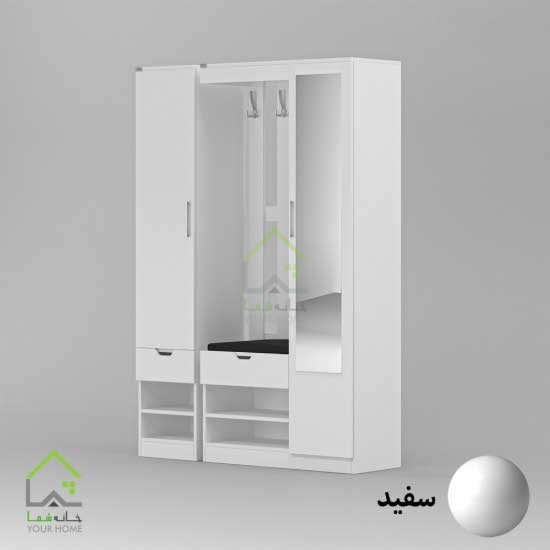 جاکفشی دو درب کمدی آینه دار قهوه ای روشن