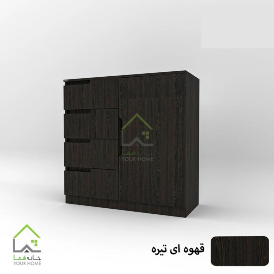 دراور چهارکشو با ریل سه تکه دسته سی ان سی مدرن سفید