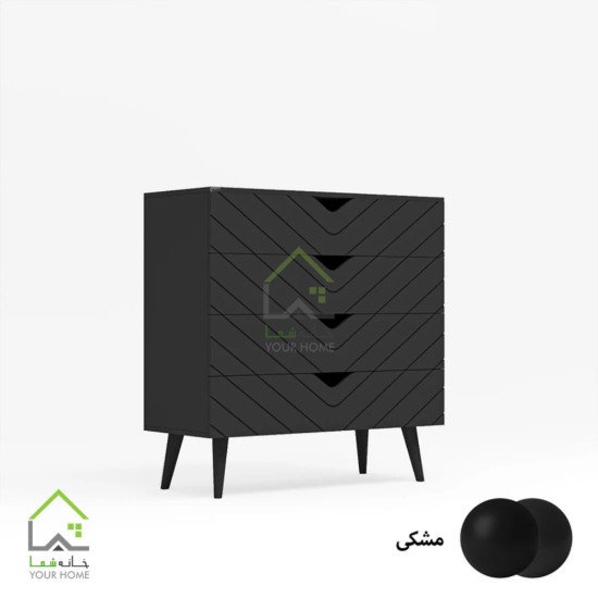 دراور چهار کشو پایه مخروطی با طراحی مدرن سفید
