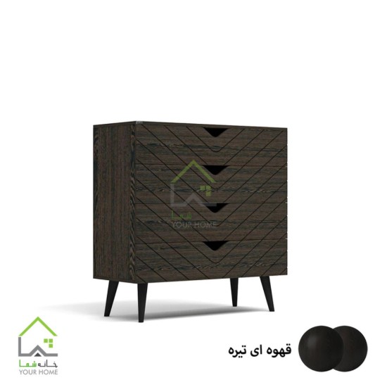دراور چهار کشو پایه مخروطی با طراحی مدرن سفید