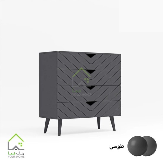 دراور چهار کشو پایه مخروطی با طراحی مدرن سفید