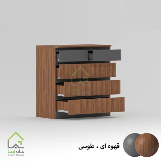 دراور پنج کشو با ریل سه تکه ساچمه ای قهوه ای روشن