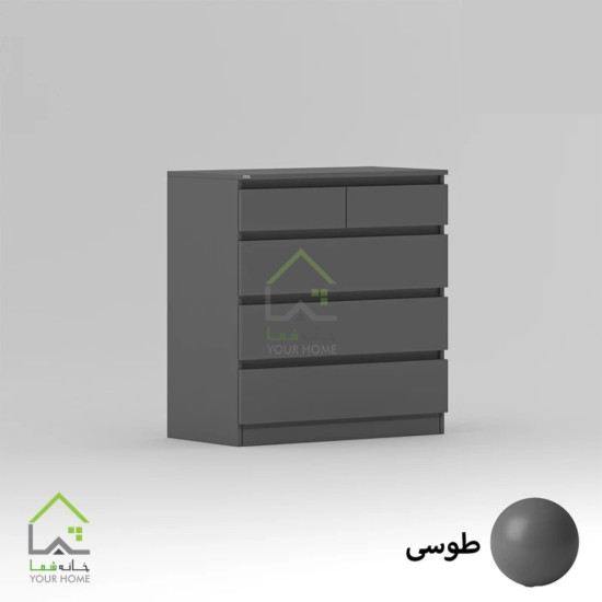 دراور پنج کشو با ریل سه تکه ساچمه ای قهوه ای روشن