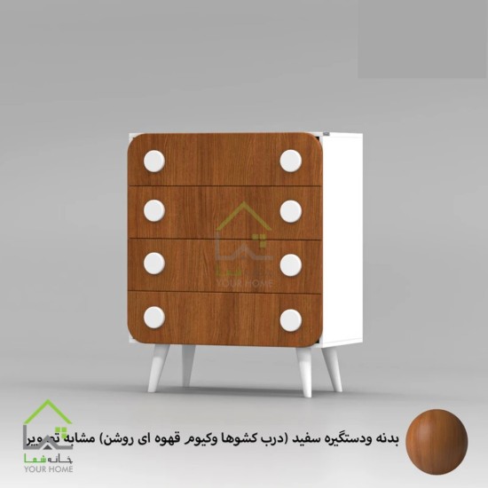 دراور کودک پایه مخروطی با دستگیره طرح  دکمه ای آبی
