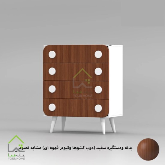 دراور کودک پایه مخروطی با دستگیره طرح  دکمه ای آبی