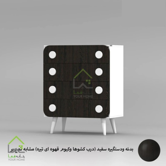 دراور کودک پایه مخروطی با دستگیره طرح  دکمه ای آبی