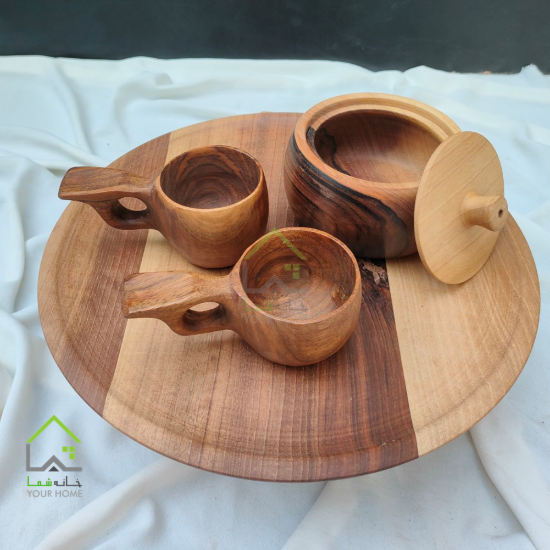 ست قهوه خوری چوب گردو 4 تکه