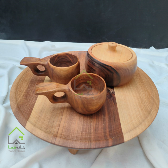 ست قهوه خوری چوب گردو 4 تکه
